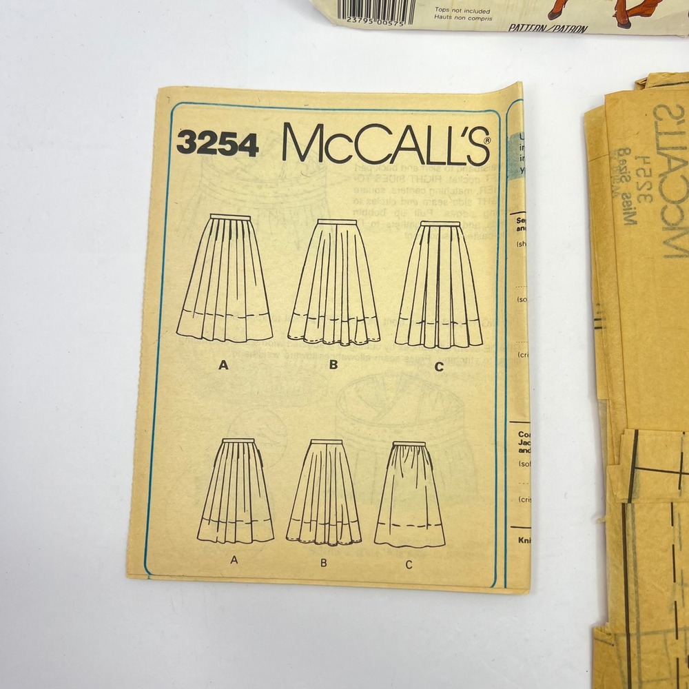 McCalls 80s Skirt Pattern 3254 Vintage Sz 8 (24" waist)‎ Pleated Flare A-Line - Picture 8 of 11
